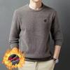 Мужской толстый теплый свитер, осень-зима, повседневный свитер с круглым вырезом, пуловеры, топы, однотонный плюшевый утепленный свитер, мужская одежда