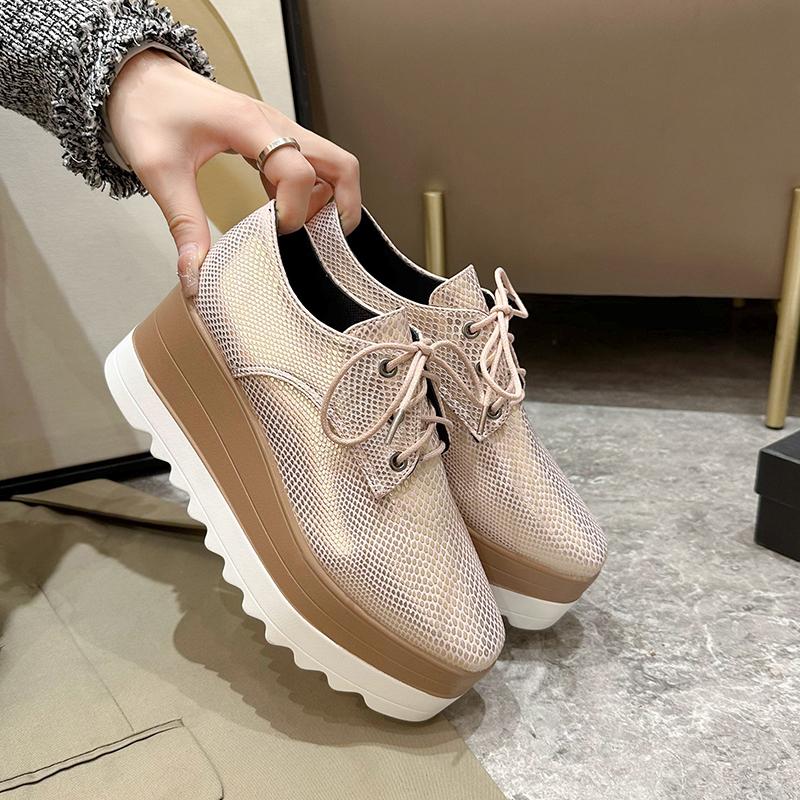 2024 Весна Женская обувь Плоские платформы Серпантин Шнуровка Танкетка Кроссовки Женские Оксфорды Женские балетки Повседневные балетки