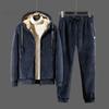 Cashmere Tracksuit Men's Sets Fleece Thick Hooded Brand Casual Track Suits Men's Sets Jacket + Pant Warm Fur Winter Sweatshirt