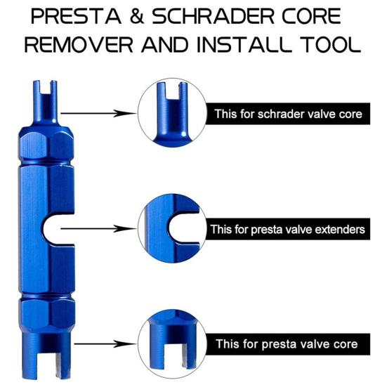 Bicycle Valve Core Remover Tool Aluminum Alloy Bike Valve Core Tightening Wrench for Presta for Schrader Valve Stem Core Remover Repair Tool