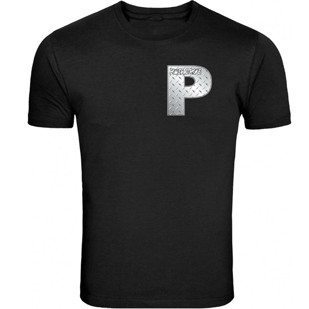 Powerstroke Small chest P Design T-Shirt Unisex Black Color Front & Back S - 5XL