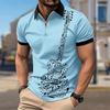 Мужская рубашка поло повседневная на молнии с коротким рукавом модная повседневная на молнии лето весна стандартный крой скрипка 3D принт рубашка