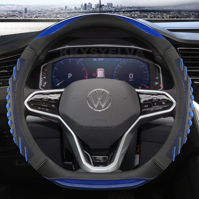 D Shape Car Steering Wheel Cover For VW Sharan Passat Caddy Touran Tiguan 2015-2021 Teramont Atlas T-Roc T-cross 2017-2021 2023