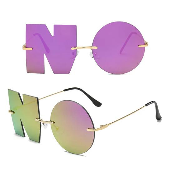 Декоративные очки без линз с индивидуальными буквами, солнцезащитные очки для фотосъемки, без оправы, с защитой от УФ-излучения, с зеркальным отражением, для путешествий на открытом воздухе и пляжа