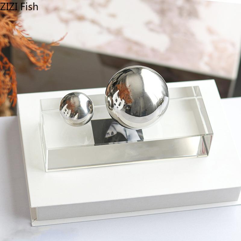 Metal Ball Strap Crystal Base Handicraft Ornaments Creative Living Room Foyer Desktop Decoration Home Decoration Accessories