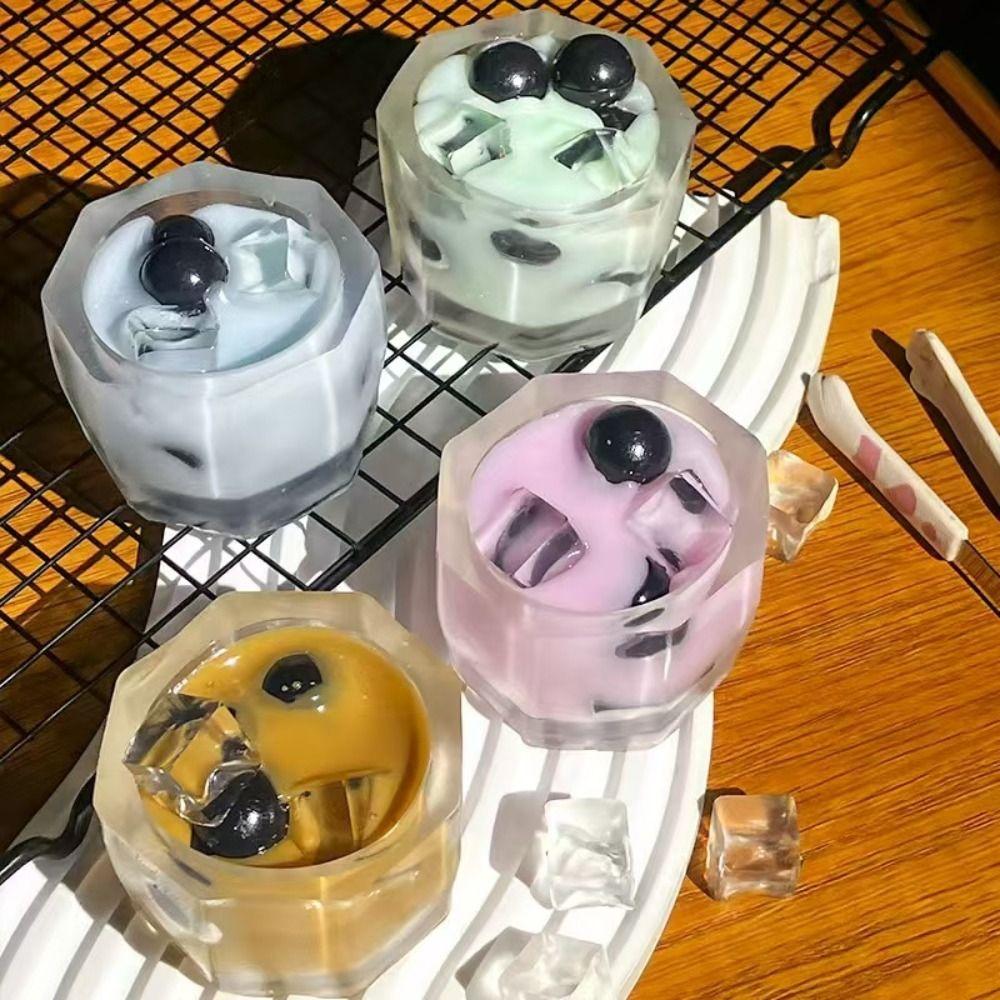 Soft Material Pearl Milk Tea Cup Squeeze Toy Handmade Imitation Dessert Toy Ideal Girls Gift