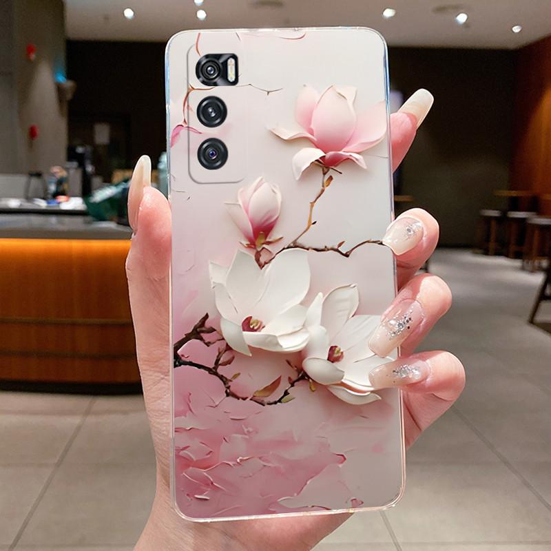 For Vivo V20 SE Y70 V20SE V2022 V2023 2020 Case Clear Back Cover Shell Fashion Butterfly Flowers Soft TPU Silicone Phone Case