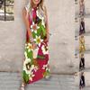 Summer Women Digital Position Print Sleeveless Long Lace Up Dress