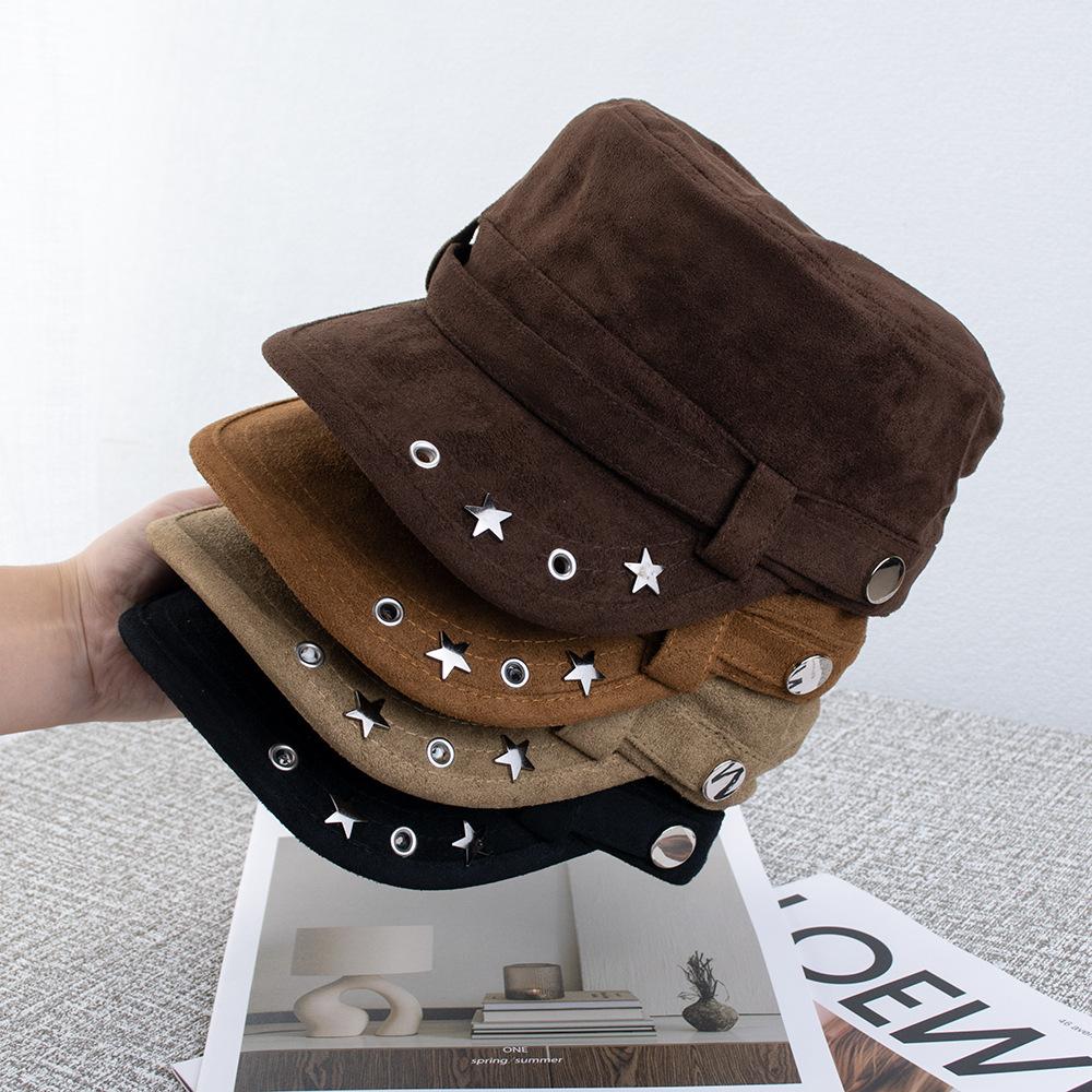 Hat Equestrian hat Women's autumn retro willow nails Newsboy hat Show face Small tooling Flat top hat Versatile coffee cap
