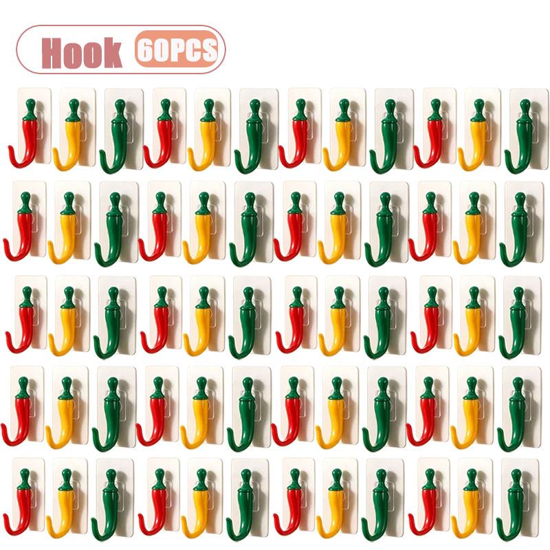 Xiaomi 3-60pcs Creative Chili Pepper Shaped Adhesive Hook Non Drilling Wall Sticky Hanger Decorative for Kitchen Key Towel Organizer