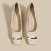 Spring New Square Head Thick Heels Women's Shallow Mouth Buckle Single Shoes Professional Shoes High Heels