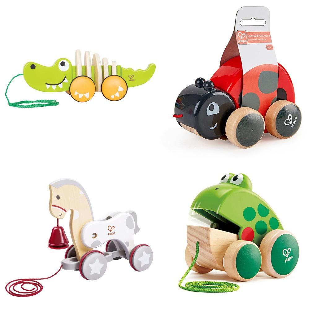 Wooden Pull Toy Frog Family For Toddlers Kids Baby Boys Girls Learning Active Play