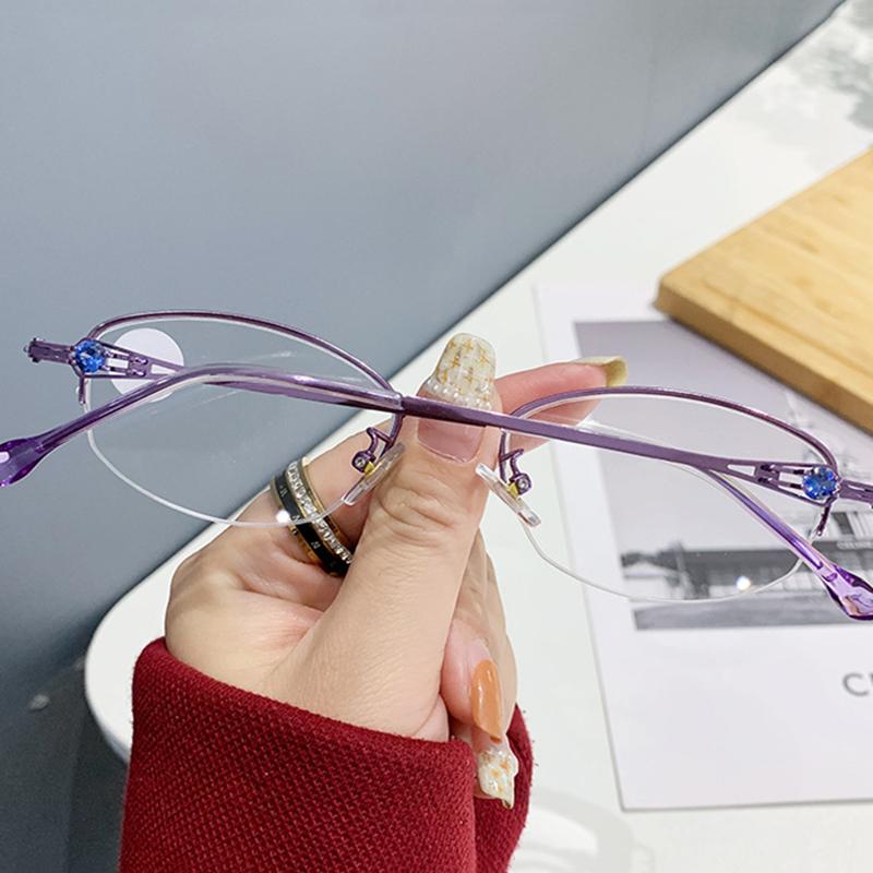 Очки для чтения в полурамке, модные женские очки для пресбиопии, очки с защитой от синего света, диоптрии от +1,0 до +4,0