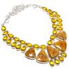 Fossil Coral, Citrine Handmade 925 Sterling Silver Jewelry Necklace 18" E6F92