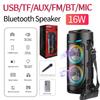 Bluetooth-совместимая колонка Громкая бумбокс с двойным сабвуфером Глубокие басы Подсветка Уличная колонка Поддержка USB/TF/AUX/FM/BT/MIC