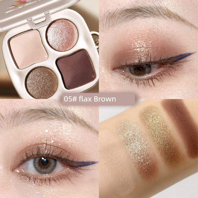 Winnie Bear Magic Four Color Eyeshadow Palette Earth Color Flash Crouching Silkworm Brightening Matte Shimmer Flash Eye Shadow Comprehensive Plate