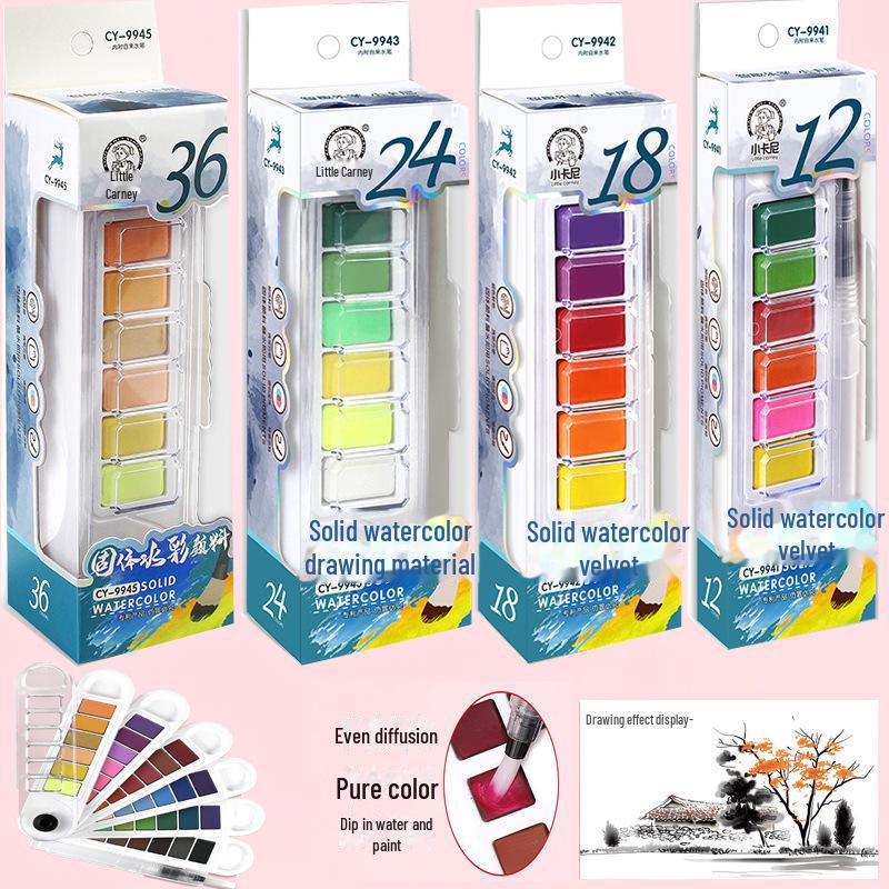 12-36 Color Watercolor Paint Kit for Beginners: Solid Powder Paint Set