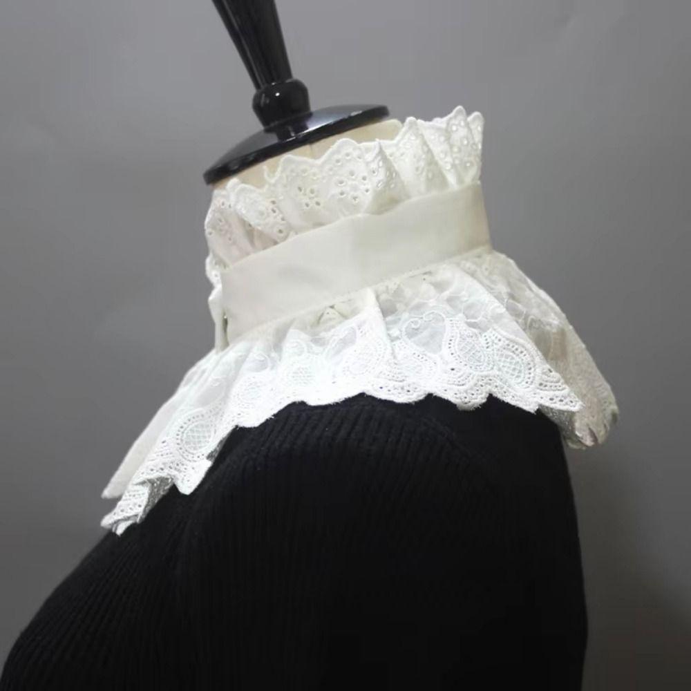 Hollow Embroidery Detachable Collar High Neck Embroidered Stand Collar Blouse Decoration