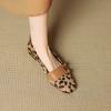 Fashion 2025 New Size 34-40 New Spring Autumn Women Pumps Round Toe Chunky Horsehair Leopard Shoes Concise Flats Comfortable Black Soft