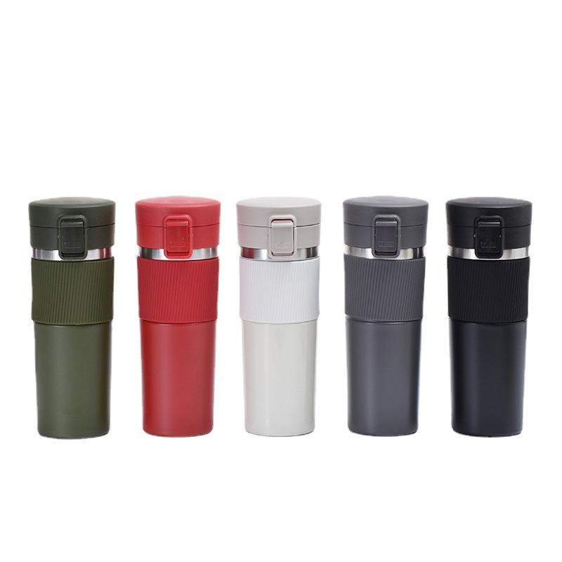 Вакуумная чашка-термос из нержавеющей стали 304, портативная чашка для занятий спортом на открытом воздухе с силиконовой крышкой, анти-обжигающая кофейная чашка