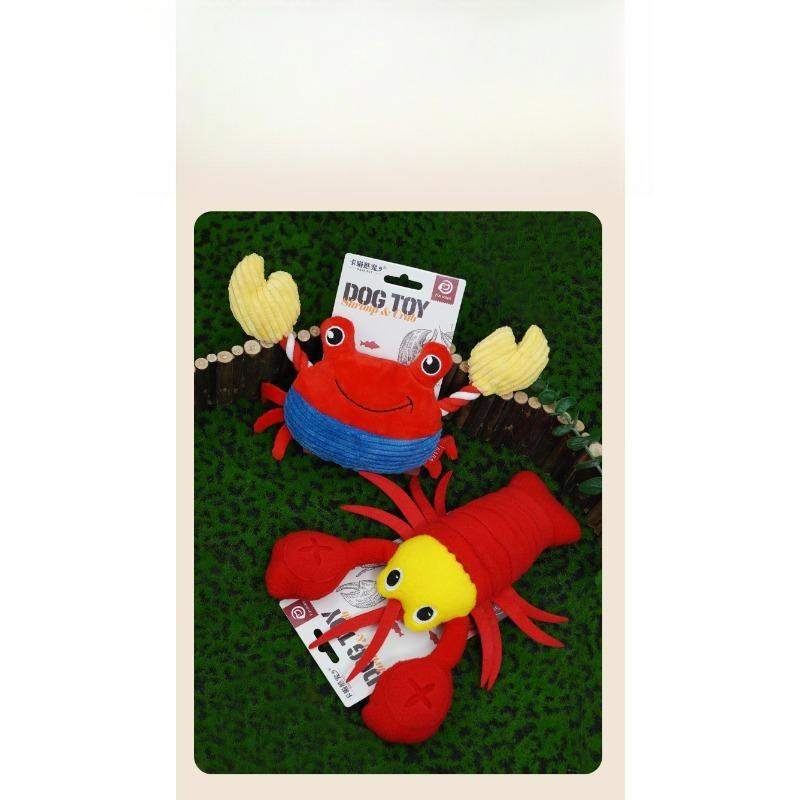 Shrimp Crab Plush Squeaky Dog Toy Hide Food Puzzle Rope Molar IQ Training Toy For Puppy Small Medium Dogs