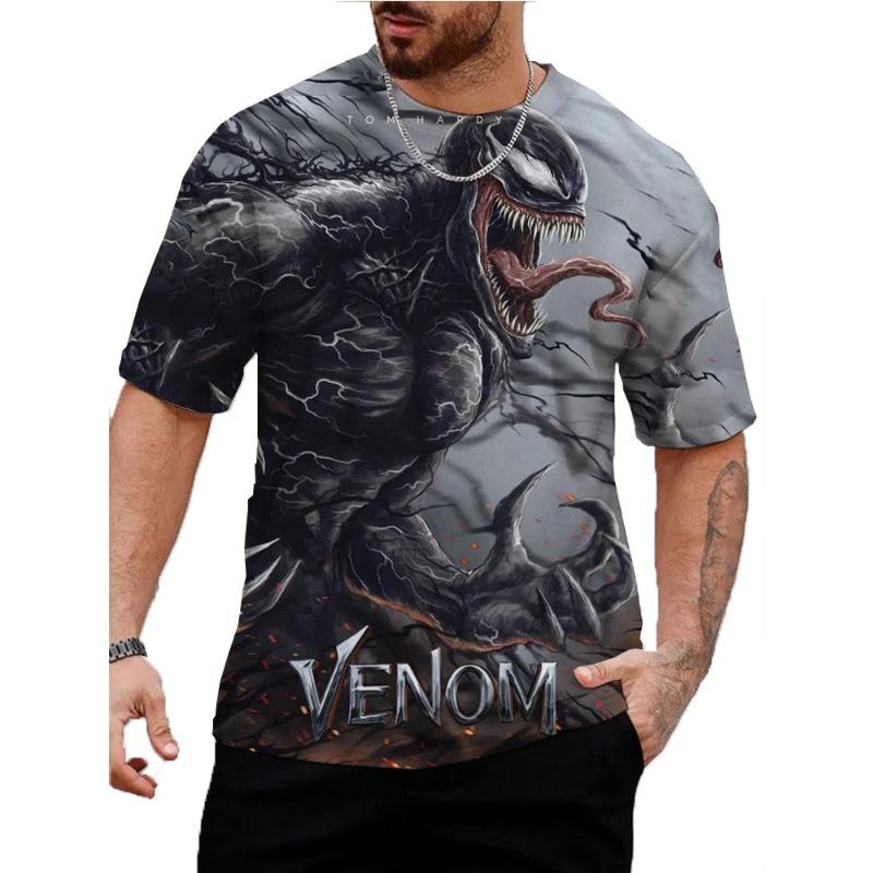 Мужская футболка с принтом Marvel Venom, летние топы с круглым вырезом, футболки, повседневная стильная одежда с коротким рукавом, модный тренд, стритвир