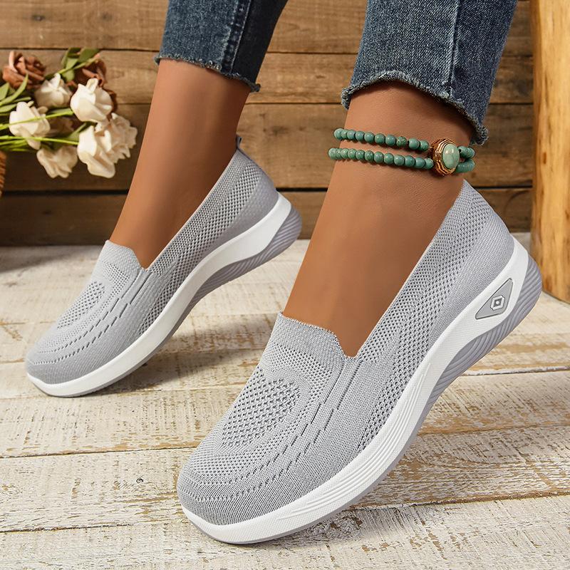 Женские туфли на плоской подошве Slip On Go Walk Shoes для женщин Удобные кроссовки для ходьбы Повседневная обувь из пеноматериала с эффектом памяти Вязаные балетки на низкой танкетке Легкие мокасины