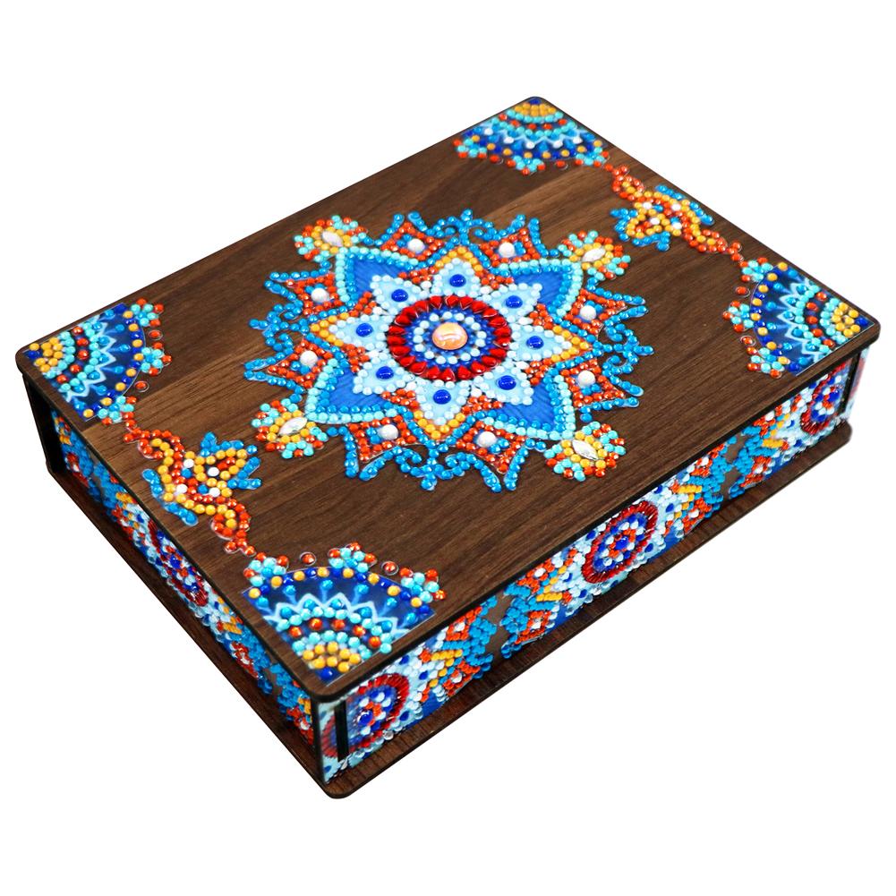 Mandala Diamond Painting Jewelry Storage Box DIY Diamond Painting Case Portable Wood Organizer Box Diamond Craft Gift