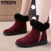 Winter Snow Ankle Boots for Women Casual Suede Winter Boots Zipper Female Plush Large Size Casual Furry Boots