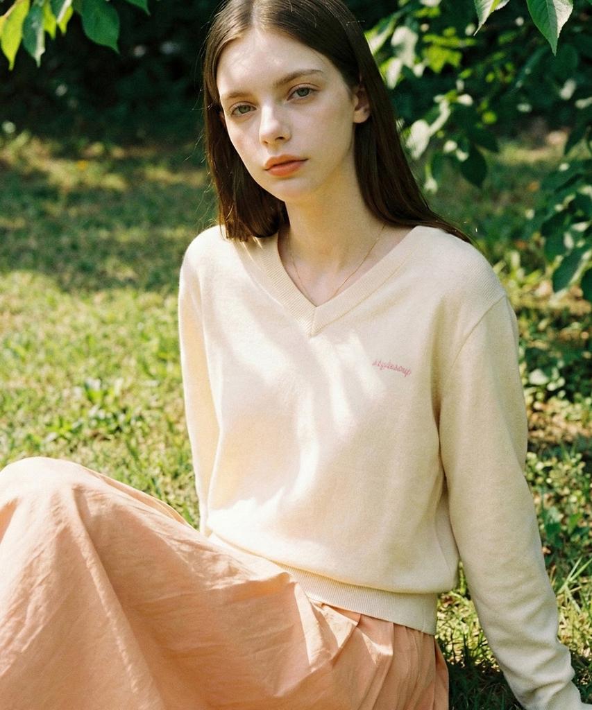 SOUP V-Neck Embroidered Knit (Sc2Lkf1)