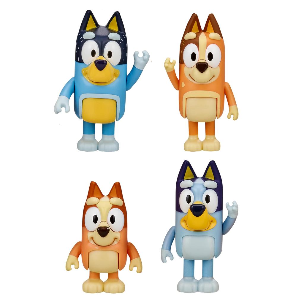 Bluey 2.5-3 Inch Poseable Figure 4-Pack with Bluey Bingo