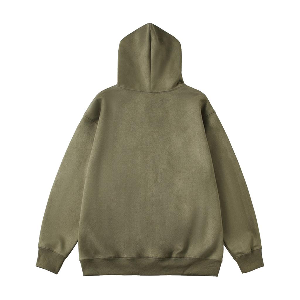 Осенний мужской замшевый гладкий свитер с капюшоном, новый большой базовый размер