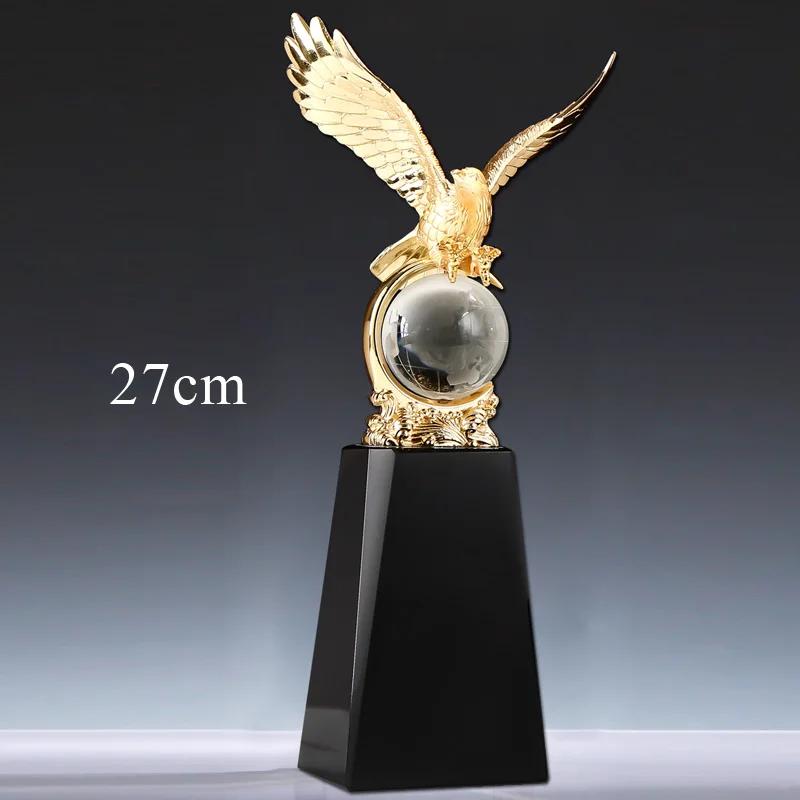 Customized High-End Metal Eagle Plus Crystal Trophy, annual Meeting Award, Souvenir, Sales, Home Decoration, Engraving, New, 1Pc