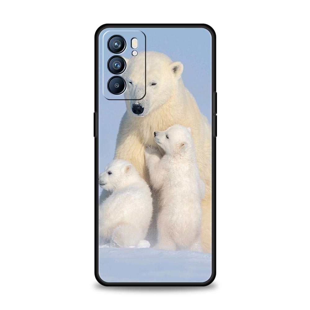 Чехол для телефона с белым медведем Для Oppo Reno14 Reno13 Reno12 11 F 10 Find X5 X9 Pro A54 5G A53 A9 A16 A78 4G A80 A98 Чехол