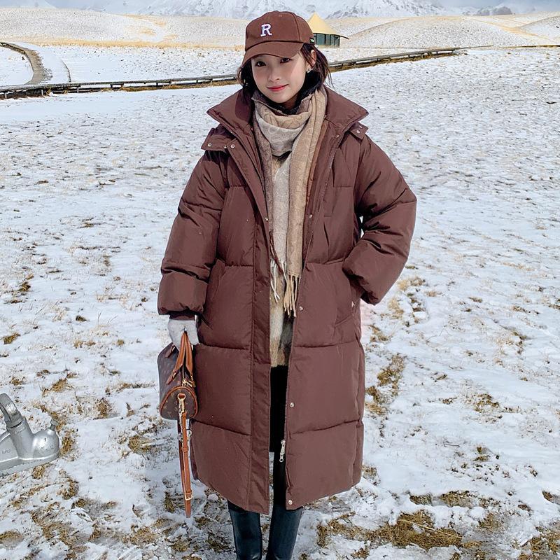 Padded clothes women's winter new padded clothes women's loose medium and long knee-length hooded thickened padded jacket