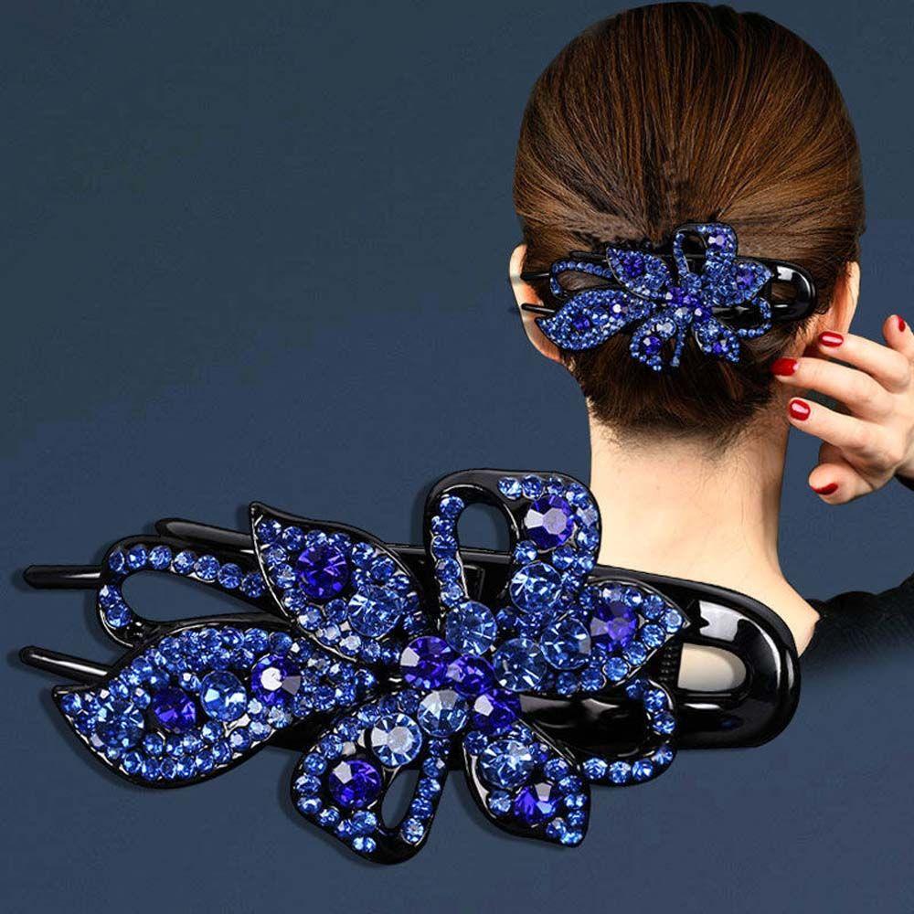 Заколка для волос в стиле ретро с цветком и кристаллами и стразами, женская заколка для волос, зажимы в виде утконоса, заколка для волос в корейском стиле