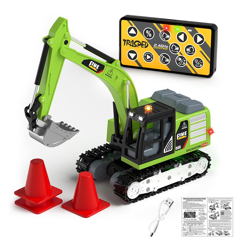 Non-Toxic Desktop Mini Rc Excavator 1/64 Rc Car Remote Control Truck Engineering Vehicle Toy Trucks Children Toys Children Kid Christmas Gifts