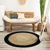 FUNNY JUTE - Living Room or Bedroom Rug In Round Natural Jute Diameter 120 Cm - Black Edge