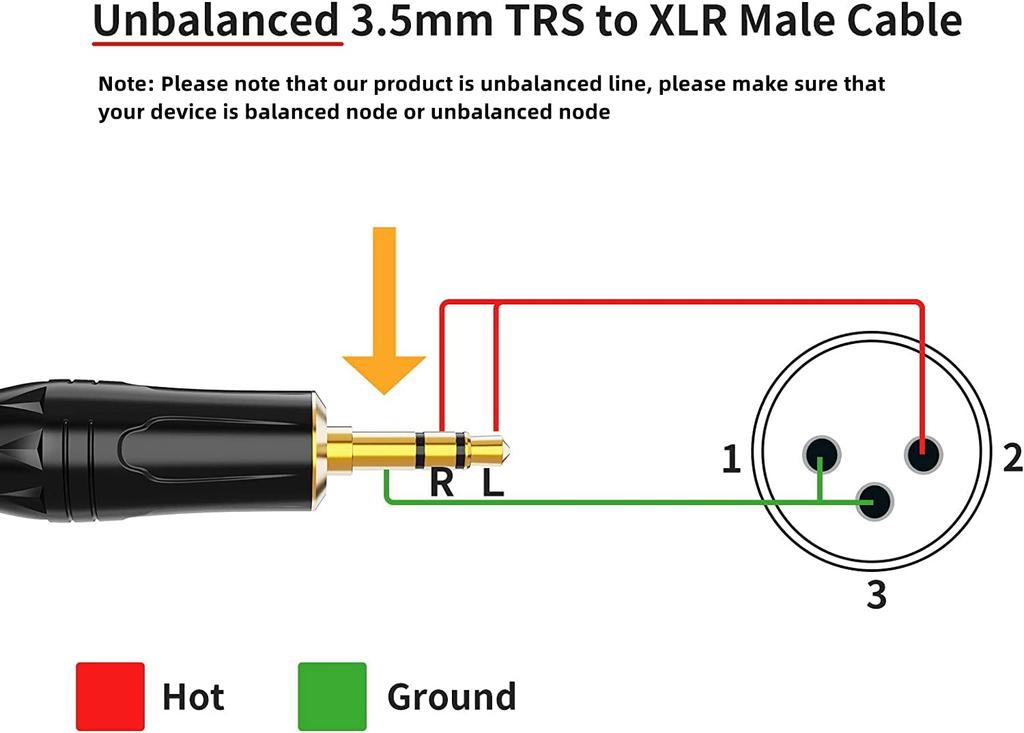 3,5 мм на XLR, CableCreation 3,5 мм TRS на XLR Кабель-переходник 3,5 мм на XLR 3,5 мм (18 дюймов) Стерео (мужчина) к XLR-разъему (мужчина) Кабель-переходник 0.9Mчерный