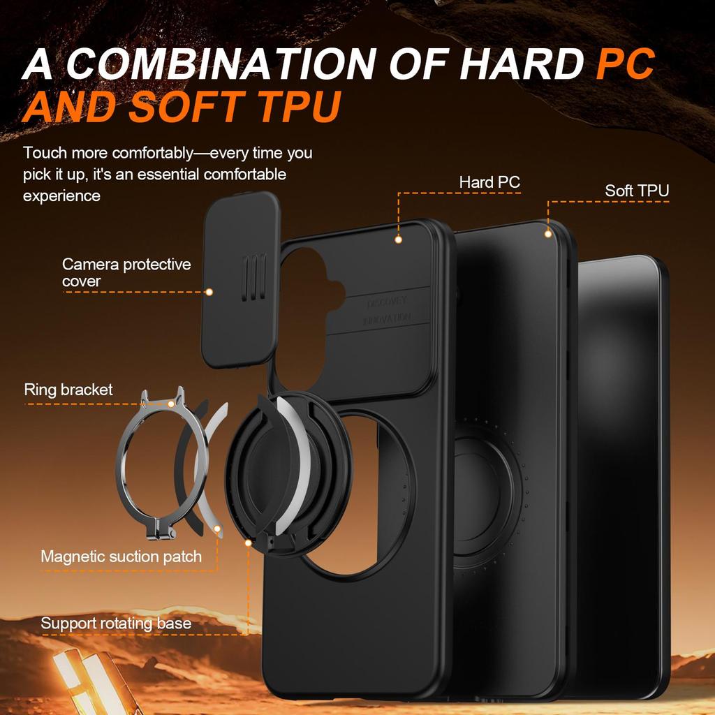 Slide Window Lens Protection Magnetic Ring Bracket Case For Samsung Galaxy A36 A56 A26 A16 Armor case