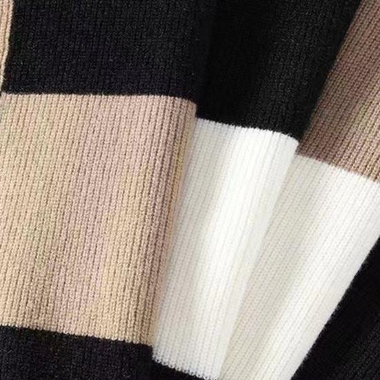 Свитер контрастного цвета с круглым вырезом и длинными рукавами, утолщенные теплые вязаные топы, высокоэластичный трикотаж