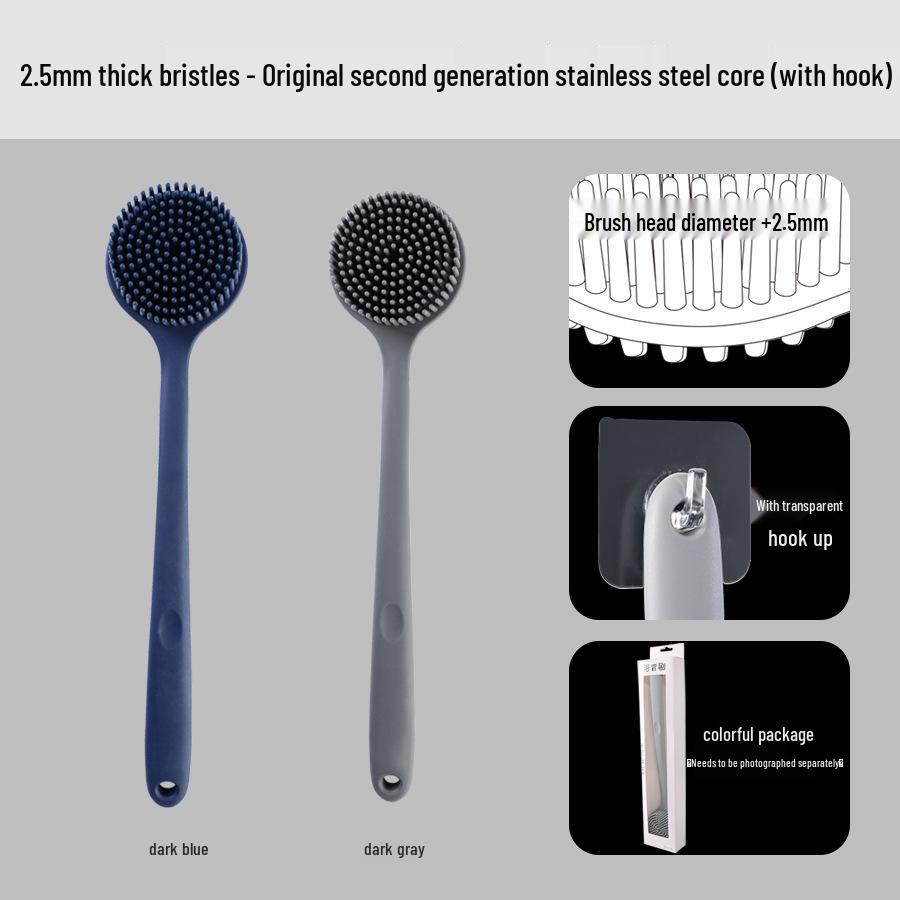 Силиконовая щетка для ванны с длинной ручкой - Мягкая щетина для мытья спины для легкой очистки