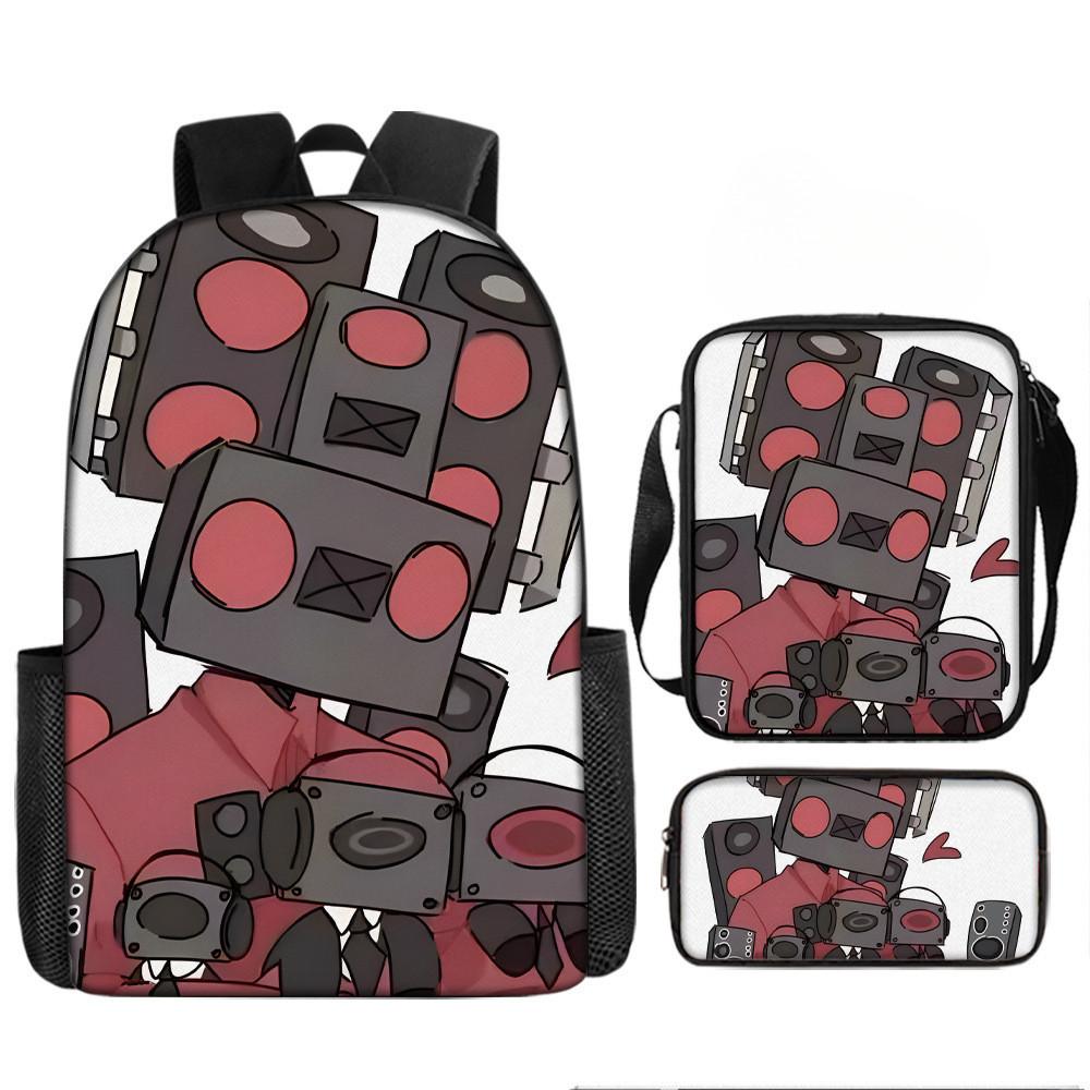 Cartoon Skibidi Toilet Printed Backpack Child Schoolbag Shoulder Bag Pencil Bag