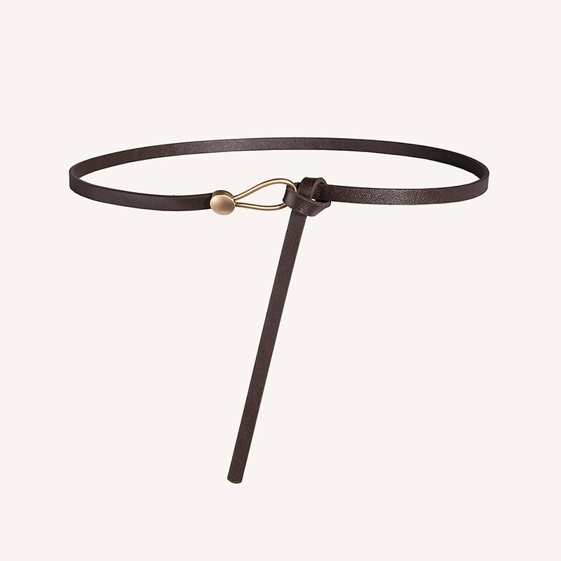 Тонкий пояс из ПУ с металлической пряжкой для повседневного платья и в стиле ретро