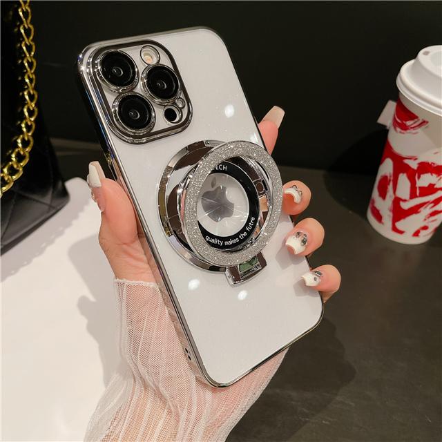 Для Для Iphone 17 16 Pro Max Чистый Вспышка Блестки Подставка Покрытие Рамка Чехол Для Телефона Для Для Iphone Air 13 14 15 Plus Защитная Крышка