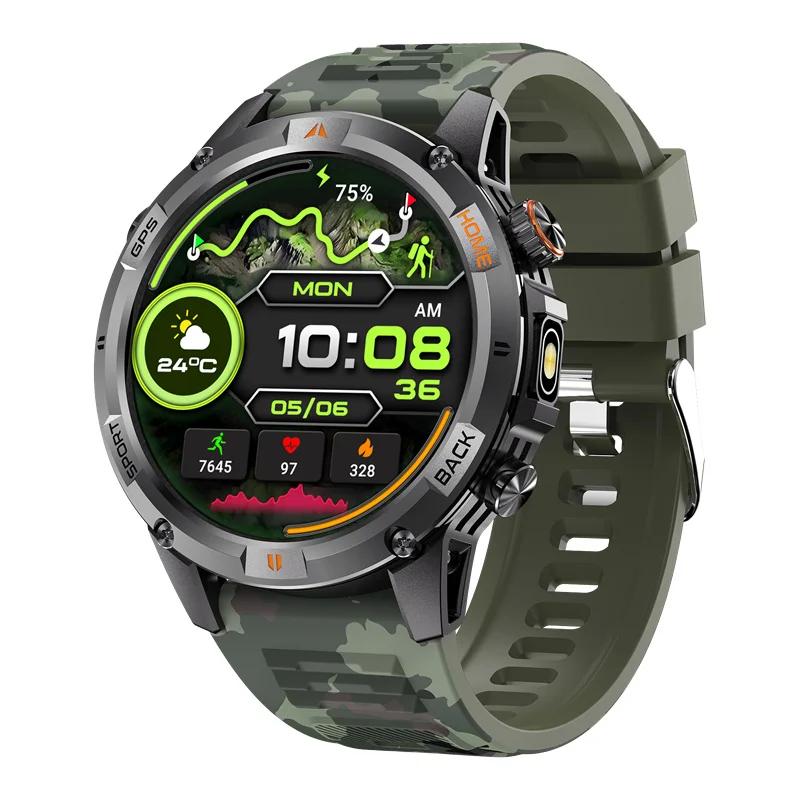 Men Smart Watch LED Flashlight Compass YK15 GPS Positioning BT Calling Health Monitoring Outdoor Sports Fitness Smartwatch