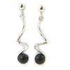 [M1763] - Black Agate 'Mineralia' Silver Earrings
