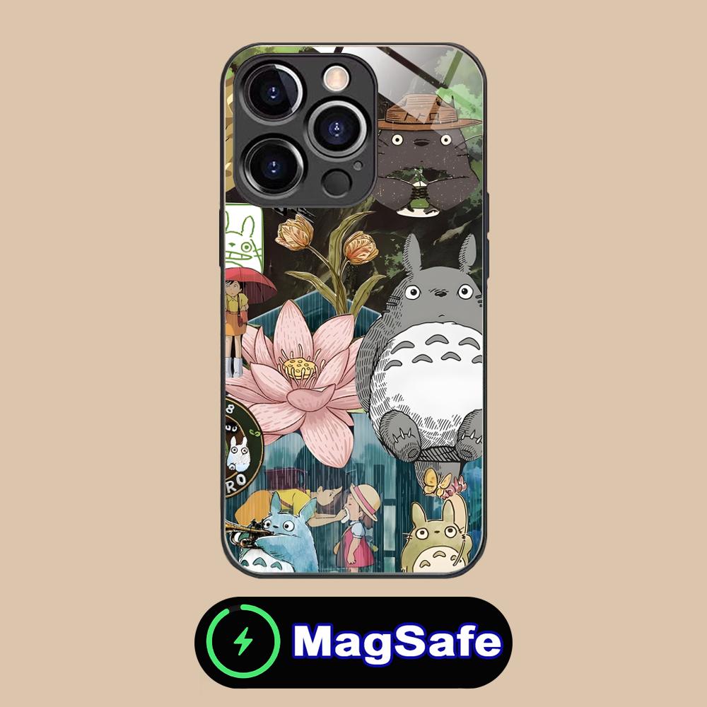 Аниме Милый S-Тоторо Чехол для Телефона для iPhone 16 15 14 13 12 11 Pro Max Plus Mini MagSafe Стекло Цветная Печать Красивый Смартфон