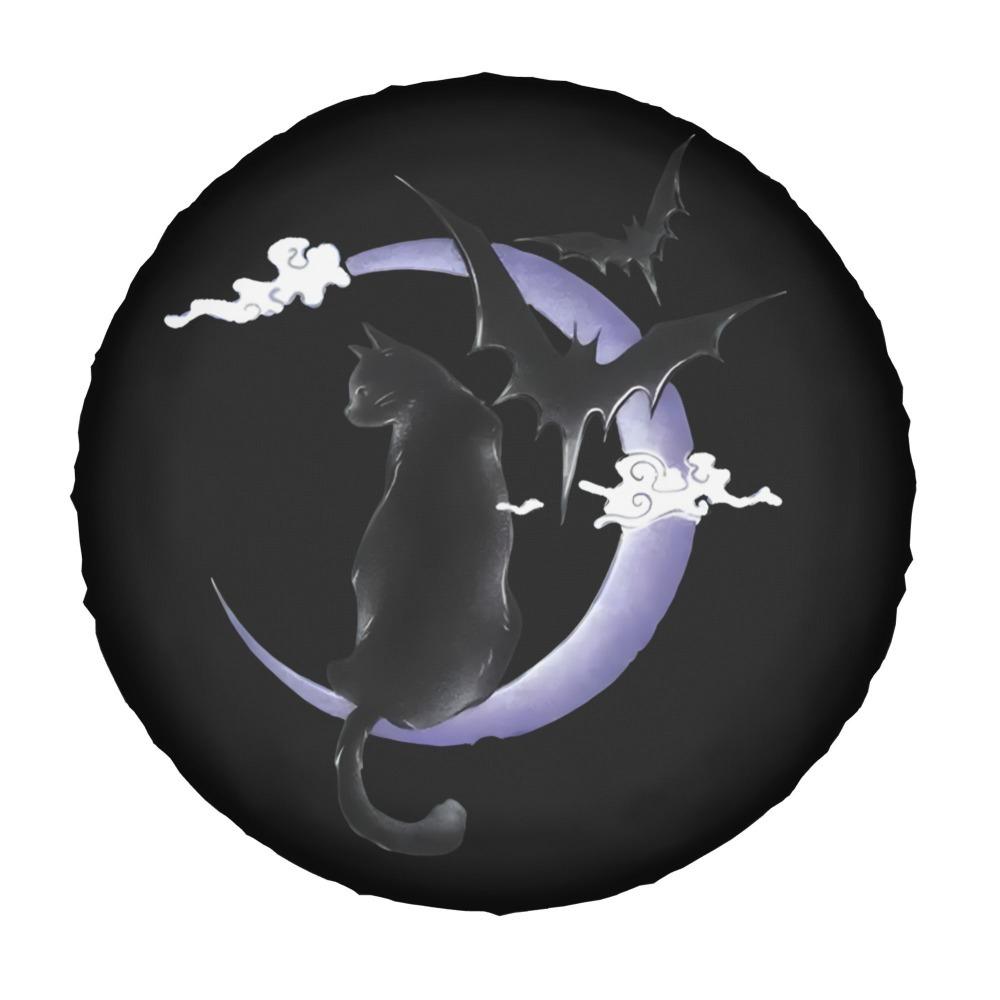 Spare Tire Cover 1pc Moonlight Black Cat 2D Flat Car Tire Cover, Birthday Gift, Suitable For Truck, Trailer And SUV Tire Protect
