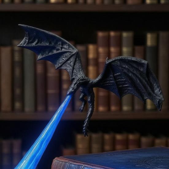 Фантастическое украшение для книжных полок, Дракон, Уголок для книжной полки, Свет, 3D-печатное украшение для полки, Огнедышащее, Декоративные книжные упоры, Основа для кабинета,